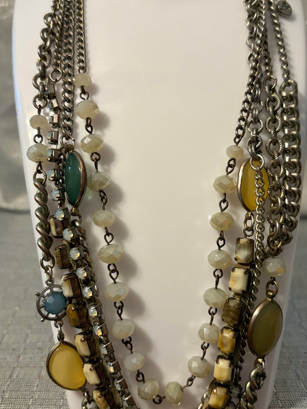 Loft Layered Yellow and Cream Multi-Strand Necklace - Picture 2 of 5